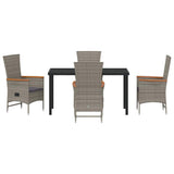 Garden Dining Set with Cushion 5 pcs Grey Poly Rattan 3379445