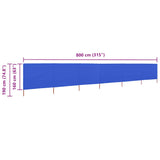 6-panel Wind Screen Fabric 800x160 cm Azure Blue 47185
