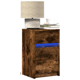 ZNTS Bedside Cabinet with LED Lights Smoked Oak Engineered Wood 852016