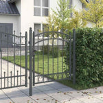 Fence Gate with Spikes Grey 125 x 100 cm Powder-coated steel 42008988