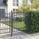 Fence Gate with Spikes Grey 125 x 100 cm Powder-coated steel 42008988