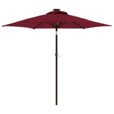 Garden Parasol with LEDs and Steel Pole Bordeaux Red 225x225x212cm 4005070