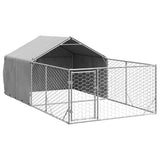 Outdoor Dog Kennel with Run 4x2x1.5 m Galvanised Steel 3329235