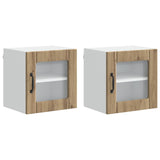 Wall Glass Cabinet LUCCA 2 pcs Artisan Oak 40 x 31 x 40 cm 884853