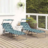 Folding Sun Lounger 2 pcs Multicolour 190 x 57 x 81 cm Oxford 42003139