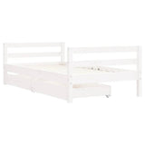 Kids Bed Frame with Drawers White 80x160 cm Solid Wood Pine 834445