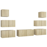 7 Piece TV Cabinet Set Sonoma Oak Engineered Wood 3079027