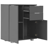 Sideboard High Gloss Grey 71x35x80 cm Engineered Wood 283717