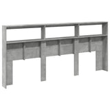 Headboard Cabinet with LED Concrete Grey 220x17x102 cm 839227