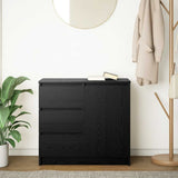 Sideboard with Drawer Black Oak 71x35x65 cm Engineered Wood 861572