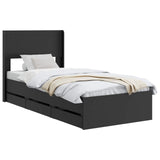 Bed Frame with Storage and Headboard Black 75 x 190 cm 3414348