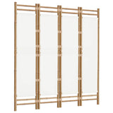 Folding 4-Panel Room Divider 160 cm Bamboo and Canvas 350624