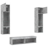 6 Piece TV Wall Units with LED Concrete Grey Engineered Wood 3216625