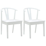 Dining Chair 2 pcs White and White Solid Rubber Wood 42020408