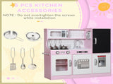 Pretend Play Kitchen, Kids Kitchen Playset w/ Toy Phone, Chalkboard, Microwave, Cooking Stove, Sink T3398P422353