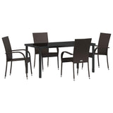 Garden Dining Set 5 pcs Brown Powder-Coated Steel 3379397