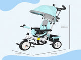 6 in 1 Kids Trike Push Bike w/ Push Handle, Canopy, 5-point Safety Belt, Storage, Footrest, Brake, T3398P347546