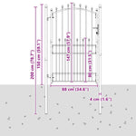 Fence Gate with Spikes Grey 200 x 100 cm Powder-coated steel 42009021