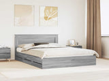 Bed Frame with Drawer Grey Sonoma 140 x 190 cm Engineer Wood 3410176