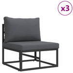 Garden Sofa Set with Cushion Black Aluminium 3378869