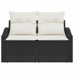 Garden Sofa with Cushion Black 123 x 62 x 69cm Poly Rattan 42006782