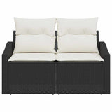 Garden Sofa with Cushion Black 123 x 62 x 69cm Poly Rattan 42006782