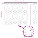 Hexagon Fence Silver 0.8 x 100 m Galvanised steel 42005752