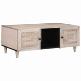 Coffee Table with Door Beige 100 x 54 x 40 cm Solid Acacia wood 4018128