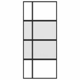 Sliding Door Black 90x205 cm Tempered Glass and Aluminium 155229