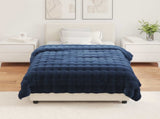 Anti-Slip Faux Rabbit Fur Blanket Olite 4 pcs Marine Blue 42021829