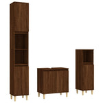 ZNTS 3 Piece Bathroom Furniture Set Brown Oak Engineered Wood 3185588