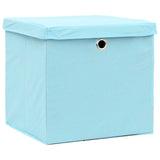 Storage Boxes with Lids 10 pcs Baby Blue 32x32x32 cm Fabric 288376
