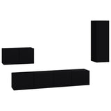 4 Piece TV Cabinet Set Black Engineered Wood 3114335