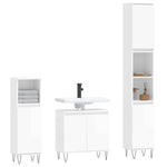 ZNTS 3 Piece Bathroom Cabinet Set High Gloss White Engineered Wood 3187791