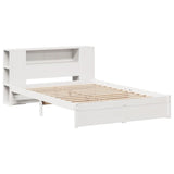 Bookcase Bed without Mattress White 150x200cm King Size Solid Wood Pine 3322362