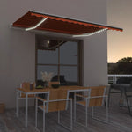 Manual Retractable Awning with LED 400x300 cm Orange and Brown 3068905