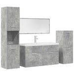 ZNTS 5 Piece Bathroom Furniture Set Concrete Grey Engineered Wood 3324897