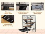 Small Animal Cage with Wheels Pet Home for Chinchillas Ferrets Kittens, with Hammock, 4 Platforms, T3398P350045