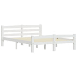 Bed Frame White Solid pinewood, plywood Double Durable 322070