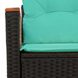 Garden Sofa with Cushions 2-Seater Black Poly Rattan 366035