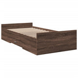 Bed Frame with Drawers without Mattress Brown Oak 100x200 cm 3280334