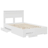 Bed Frame with Headboard White 135 x 190 cm Engineered Wood 3409995