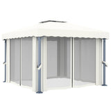 Gazebo with Curtain&LED String Lights 3x3 m Cream White 3070345