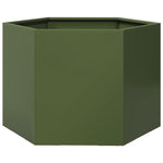 ZNTS Garden Planter Olive Green Hexagon 69x60x45 cm Steel 851125