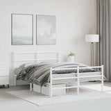 Metal Bed Frame without Mattress with Footboard White 135x190cm 355431