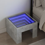 ZNTS Bedside Table with Infinity LED Concrete Grey 40x40x30 cm 3284073