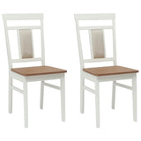 Dining Chair 2 pcs White and Natural Solid Rubber Wood 42020506