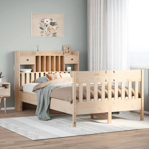 ZNTS Bed Frame without Mattress 135x190 cm Solid Wood Pine 3323275