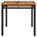 Garden Table Black 80x80x75 cm Poly Rattan Acacia Wood 366273