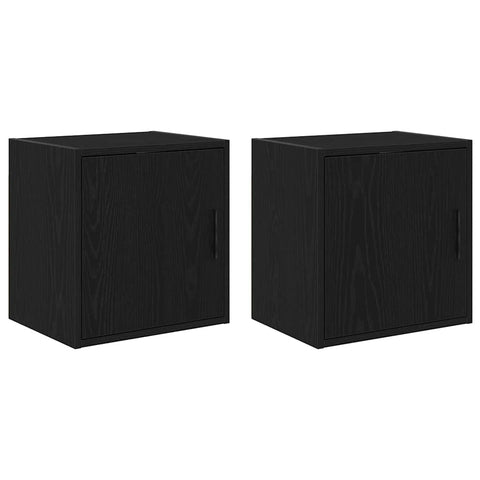 ZNTS Garage Wall Cabinets 2 pcs Black Engineered Wood 860628